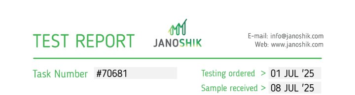 Janoshik report header for test record 70681